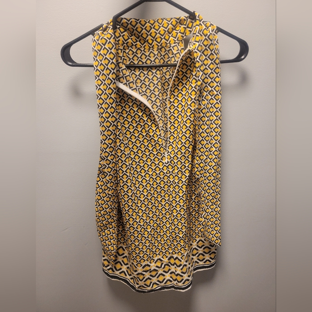 Banana Republic Yellow and Black Geometric Blouse
